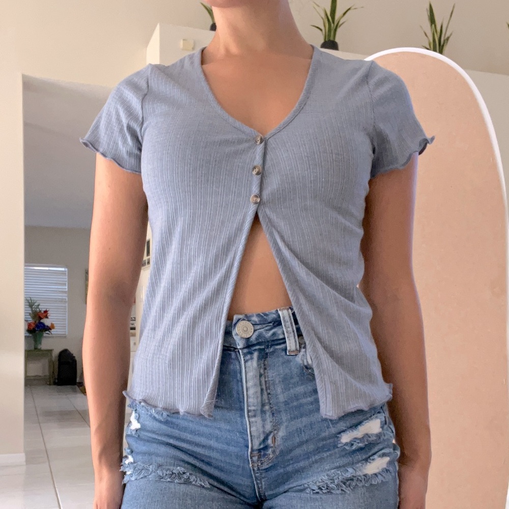 Cute Blue Short Sleeve Shirt Size- Small